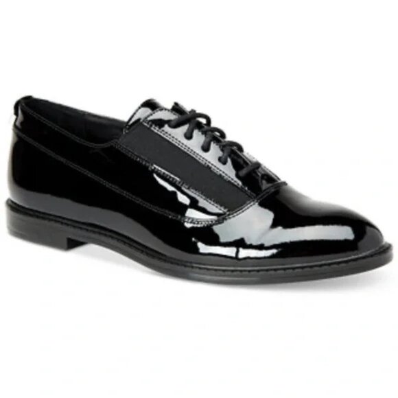 CALVIN KLEIN Black "Della" Patent Oxford Lace Up Loafers -EUC - Picture 2 of 11